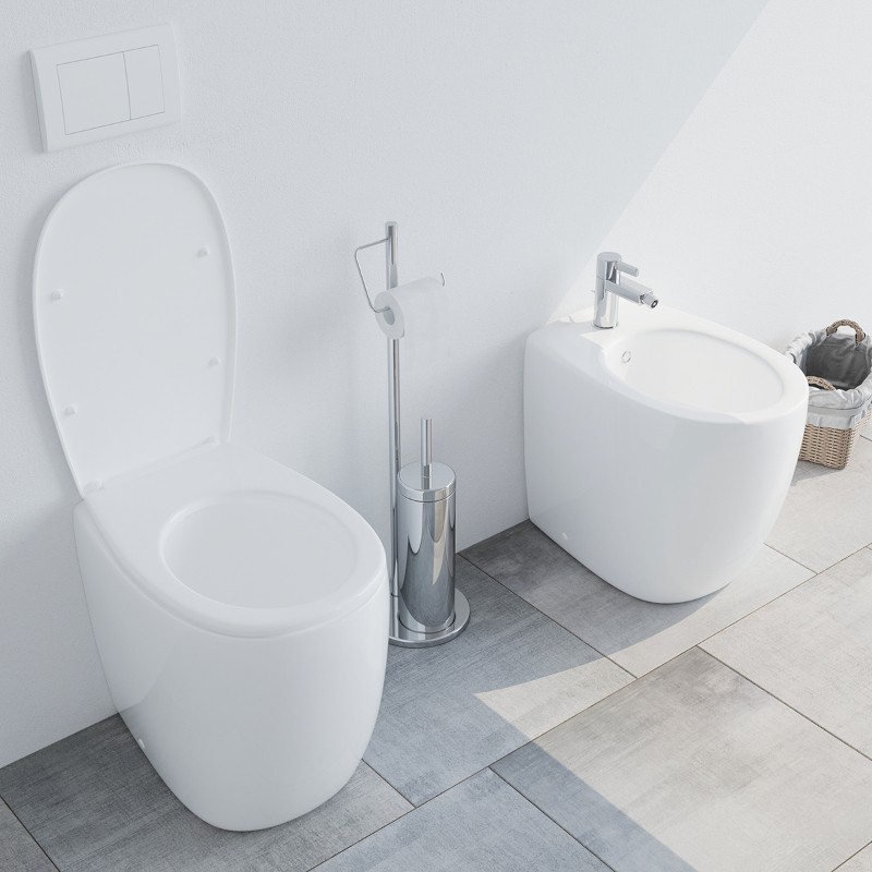 Set Wc e Bidet Moden a terra filomuro in ceramica