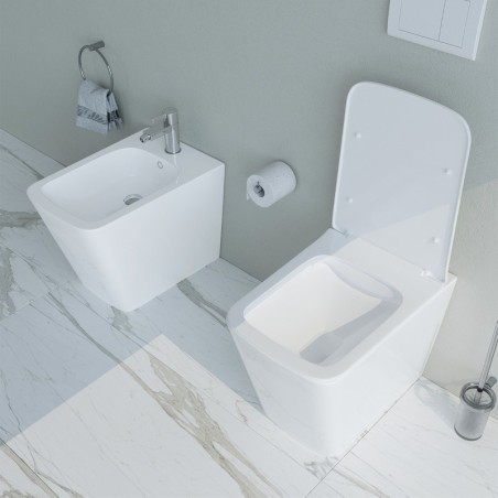 Set Wc e Bidet Cubo a terra filomuro