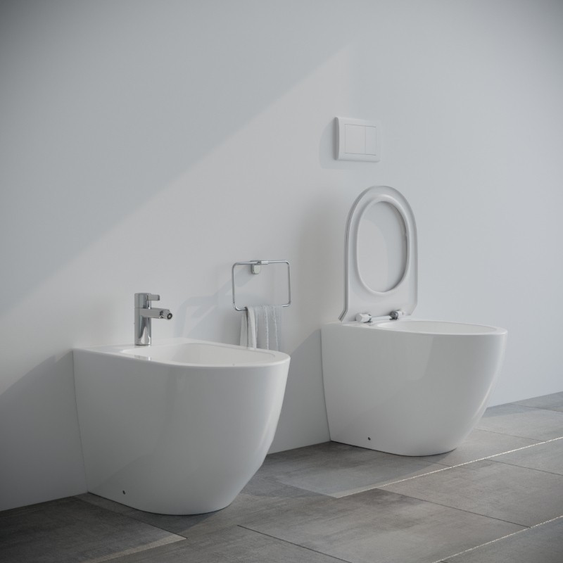 Set Wc e Bidet Fass a terra filomuro in ceramica