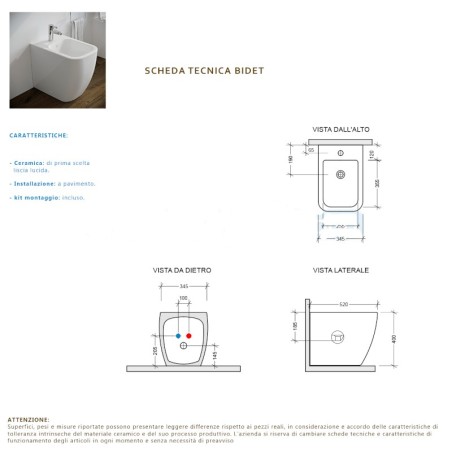 Set Wc e Bidet Legenda a terra filomuro in ceramica