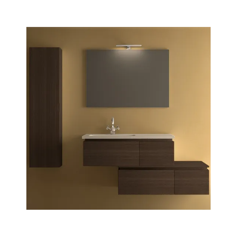 Mobile Bagno sospeso Ave 100cm con specchio colonna e lavabo