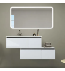 Mobile Bagno sospeso Ave 100cm con specchio colonna e lavabo