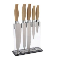 Set di Coltelli da Cucina con Supporto Quid Baobab (5 pcs) Marrone Metallo