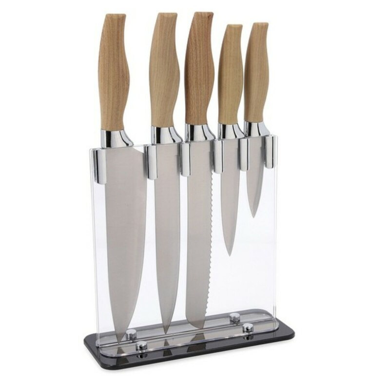 Set di Coltelli da Cucina con Supporto Quid Baobab (5 pcs) Marrone Metallo