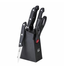 Set di Coltelli da Cucina con Supporto San Ignacio Nero 6 Pezzi