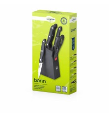 Set di Coltelli da Cucina con Supporto San Ignacio Nero 6 Pezzi