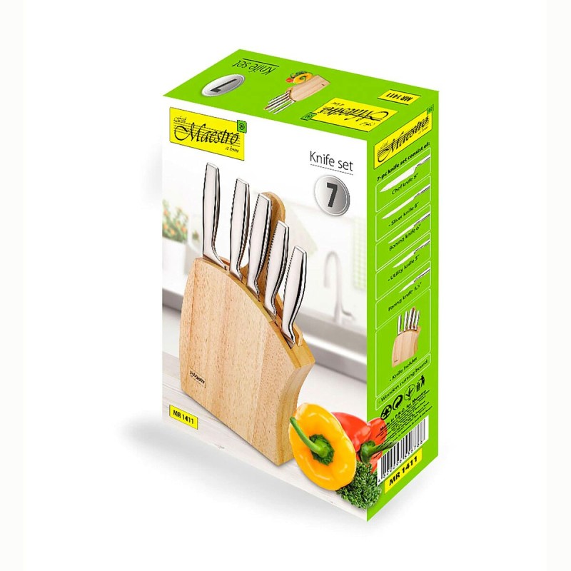 Set di Coltelli da Cucina con Supporto Feel Maestro Legno