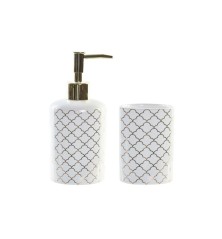 Set da Bagno Bianco Dorato 8 x 7 x 17,5 cm (2 Unità)