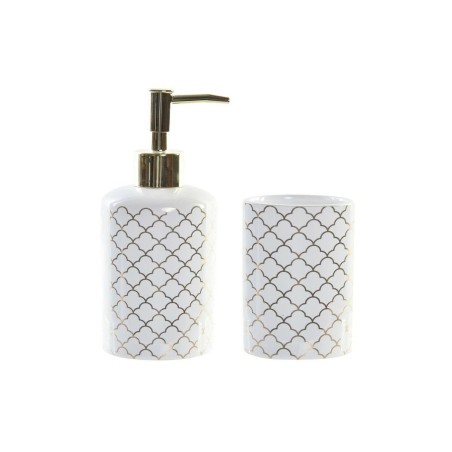 Set da Bagno Bianco Dorato 8 x 7 x 17,5 cm (2 Unità)