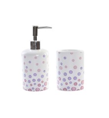 Set da Bagno DKD Bianco A pois (2 Unità)