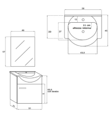 Mobile Bagno Icano 56cm con specchio