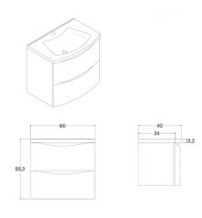 Mobile Bagno Smal 60cm lavabo e specchio