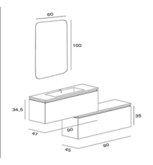 Mobile Bagno Maia 90cm con mobile laterale