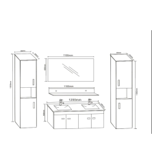 Mobile Bagno Ledi 120cm doppio lavabo