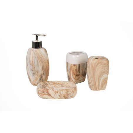 Set da Bagno Beige Ceramica 4 Pezzi