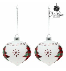 Palle di Natale 8 cm (2 uds) Bianco