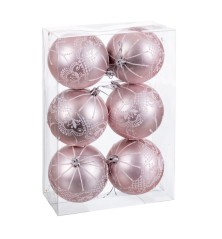 Palle di Natale Rosa Plastica 8 cm (6 Unità)