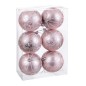 Palle di Natale Rosa Plastica 8 cm (6 Unità)