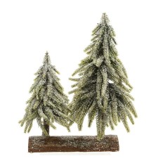 Albero di Natale Doppia Nevoso Base in legno (28 x 16 x 28 cm)